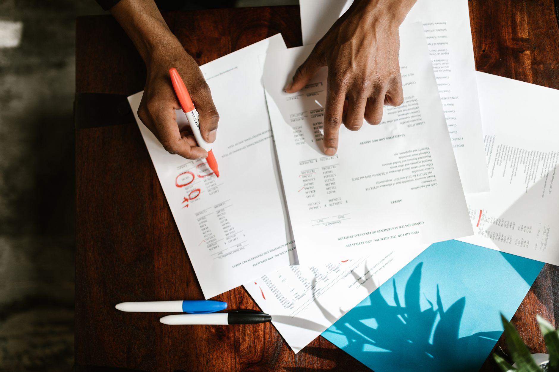 person working on documents