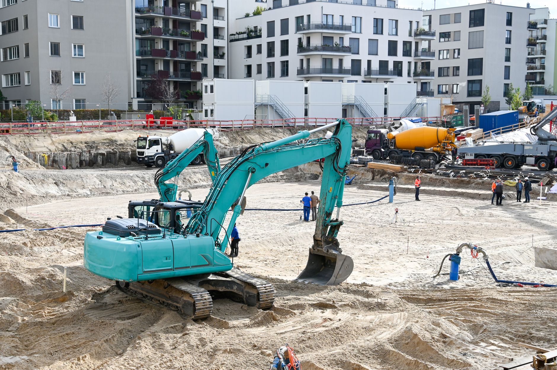 excavator on brown sand
